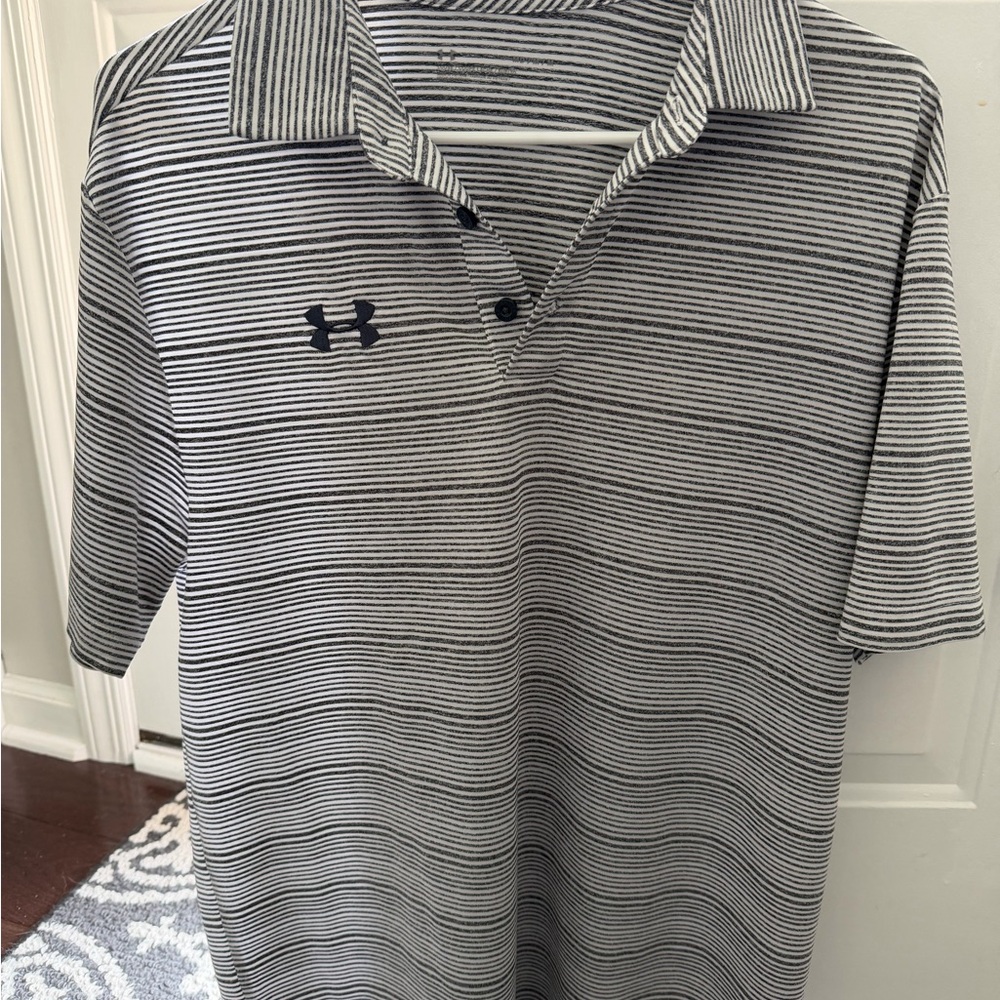 Under Armour Black & White Micro-Striped Polo